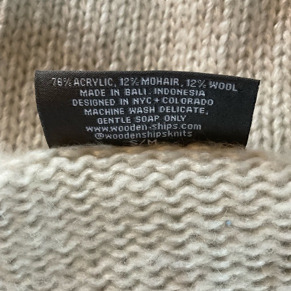 Wooden Ships Ecru Sweater Fringe Mohair Wool Pullover V Neck Beachy Size S / M - Picture 7 of 7